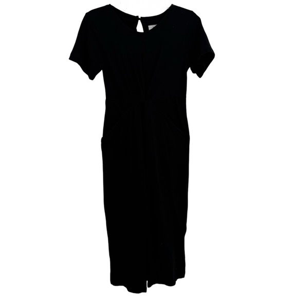 Anthropologie Daily Practice Delevan Midi Dress Black Size XS Short Sleeves - Picture 2 of 12